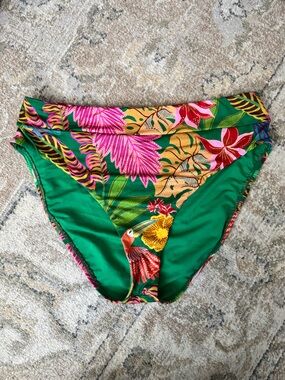 Gibson Larimer Tropical Floral Bikini Bottoms in Bright Green & Pink XL
